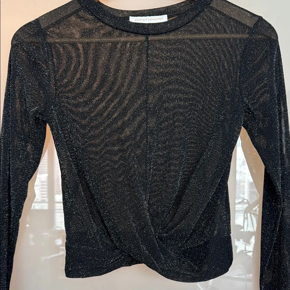 Black Fitted Crop Blouse with Long Sleeves - SIZE S - Never Worn! - Picture 6 of 7